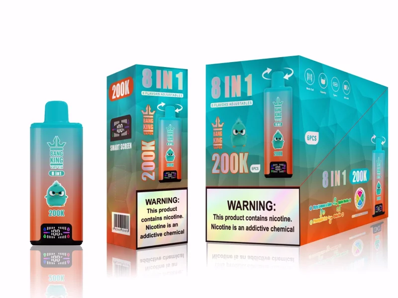 Bang King 200000 – 200K Puffar 8-i-1 Flavors - FizzyLemon & LimeApple MojitoPineapple IceCola Ice