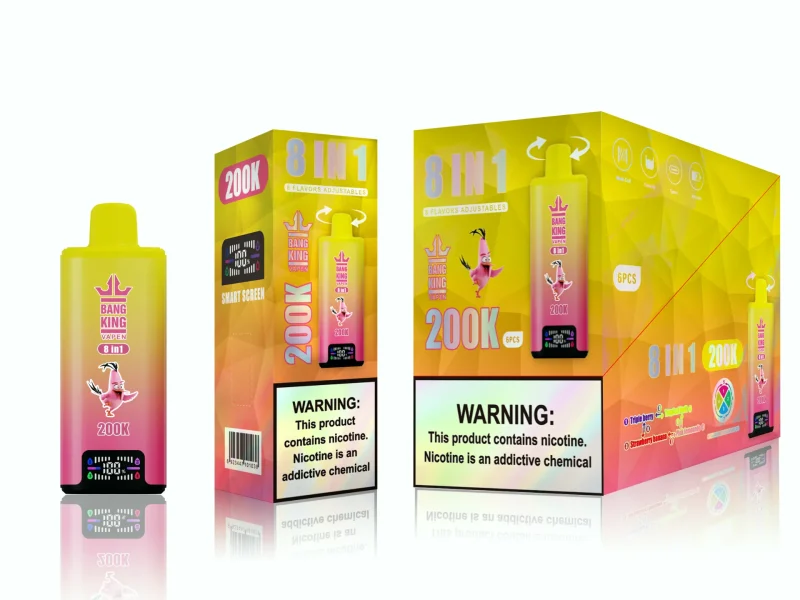 Bang King 200000 – 200K Puffar 8-i-1 Flavors - Triple BerryTropical FruitStrawberry BananaPink Lemonade