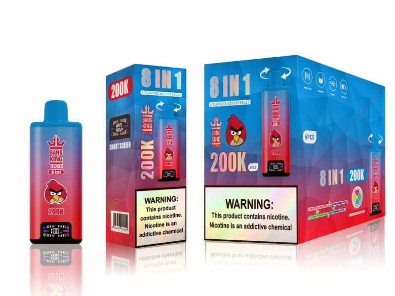 Bang King 200000 – 200K Puffar 8-i-1 Flavors - Watermelon BubblegumBlueberries RaspberriesRaspberry WatermelonWatermelon Blueberry