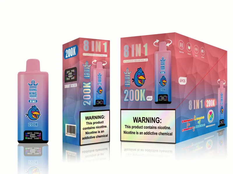 Bang King 200000 – 200K Puffar 8-i-1 Flavors - Watermelon IceLemon & MintStrawberry IceBlue Razz Cherry