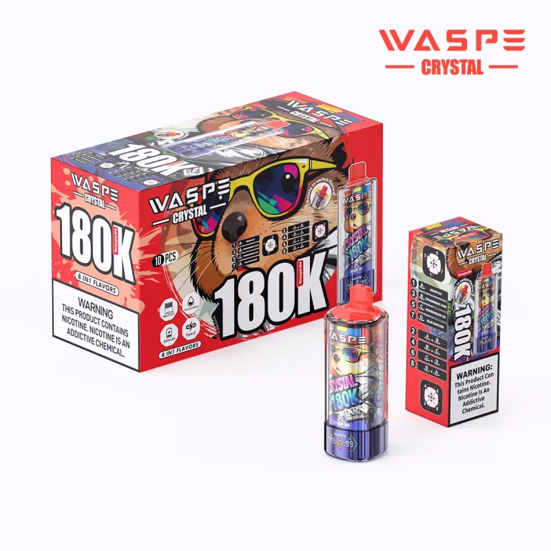 Waspe Crystal 180K-180K Puffar Vape - GRAPE ICE&STRAWBERRY KIWI & WATER MELON ICE & BLUE RANCHER