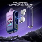 Airmez Xbeat 40000 40K Puffar (40000 puffar) Strawberry Watermelon Grape 2% nikotin 2-in-1 TWS earbuds uppladdningsbar engångsvape 20ml 1000mAh