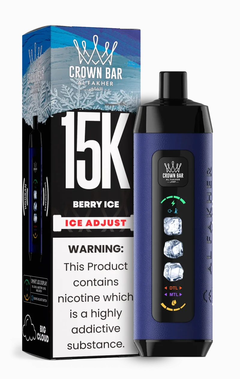Al Fakher 15000 Ice Adjust 15000 Puffar (15000 puffar) Berry Ice 0.5% nikotin uppladdningsbar engångsvape 850mAh dual mesh coil digital display ice adjust 22ml EU lager