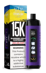 Al Fakher 15000 Ice Adjust 15000 Puffar (15000 puffar) Blueberry Sour Raspberry 0.5% nikotin uppladdningsbar engångsvape 850mAh dual mesh coil digital display ice adjust 22ml EU lager