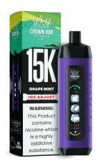 Al Fakher 15000 Ice Adjust 15000 Puffar (15000 puffar) Grape Mint 0.5% nikotin uppladdningsbar engångsvape 850mAh dual mesh coil digital display ice adjust 22ml EU lager