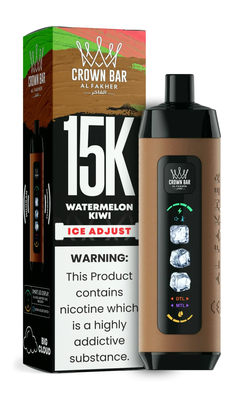 Al Fakher 15000 Ice Adjust 15000 Puffar (15000 puffar) Watermelon Kiwi 0.5% nikotin uppladdningsbar engångsvape 850mAh dual mesh coil digital display ice adjust 22ml EU lager