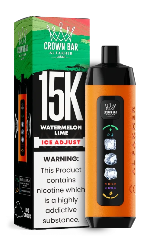 Al Fakher 15000 Ice Adjust 15000 Puffar (15000 puffar) Watermelon Lime 0.5% nikotin uppladdningsbar engångsvape 850mAh dual mesh coil digital display ice adjust 22ml EU lager
