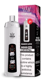 AL Fakher 8000 Crystal 8000 Puffar (8000 puffar) Magic Love 0.5% nikotin uppladdningsbar engångsvape 1200mAh dual mesh coil digital display 18ml EU lager