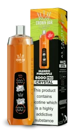 AL Fakher 8000 Crystal 8000 Puffar (8000 puffar) Mango Pineapple 0.5% nikotin uppladdningsbar engångsvape 1200mAh dual mesh coil digital display 18ml EU lager