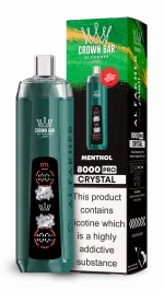 AL Fakher 8000 Crystal 8000 Puffar (8000 puffar) Menthol 0.5% nikotin uppladdningsbar engångsvape 1200mAh dual mesh coil digital display 18ml EU lager