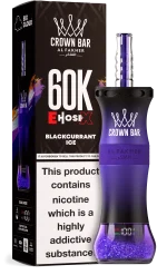 Al Fakher Crown Bar E Hose X 60000 Puffar (60000 puffar) Blackcurrant Ice 0.5% nikotin uppladdningsbar engångsvape 1000mAh dual mesh coil digital display 50ml EU lager