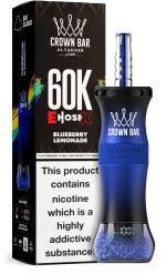 Al Fakher Crown Bar E Hose X 60000 Puffar (60000 puffar) Blueberry Lemonade 0.5% nikotin uppladdningsbar engångsvape 1000mAh dual mesh coil digital display 50ml EU lager