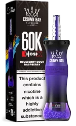 Al Fakher Crown Bar E Hose X 60000 Puffar (60000 puffar) Blueberry Sour Raspberry 0.5% nikotin uppladdningsbar engångsvape 1000mAh dual mesh coil digital display 50ml EU lager