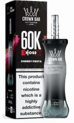 Al Fakher Crown Bar E Hose X 60000 Puffar (60000 puffar) Cherry Fiesta 0.5% nikotin uppladdningsbar engångsvape 1000mAh dual mesh coil digital display 50ml EU lager