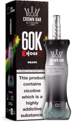 Al Fakher Crown Bar E Hose X 60000 Puffar (60000 puffar) Grape 0.5% nikotin uppladdningsbar engångsvape 1000mAh dual mesh coil digital display 50ml EU lager
