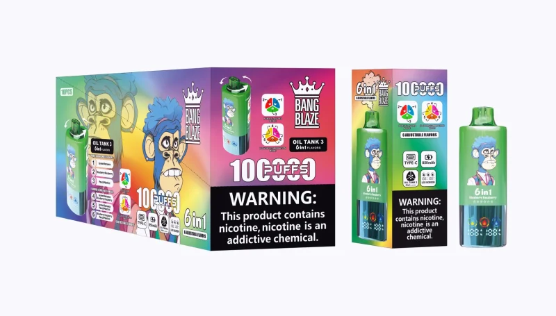 Bang Blaze 100K Puffar (100000 puffar) Lemon Romance & Blueberry Raspberry & Peach Menthol 3-i-1 uppladdningsbar engångsvape 850mAh triple mesh coil LED screen