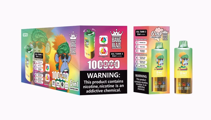 Bang Blaze 100K Puffar (100000 puffar) Strawberry Ice & Peach Lemon & Kiwi Passion Fruit Guava 3-i-1 uppladdningsbar engångsvape 850mAh triple mesh coil LED screen