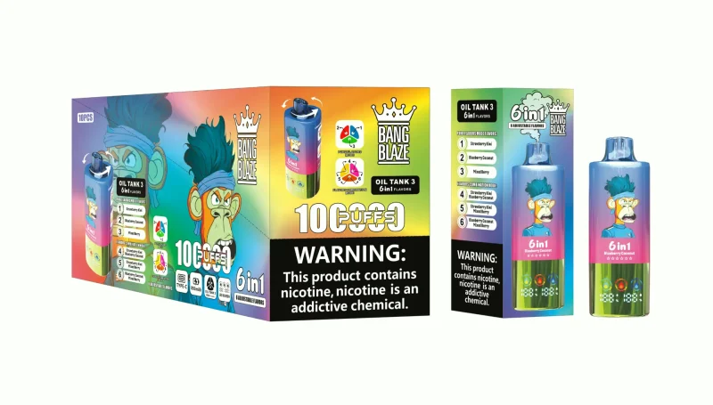Bang Blaze 100K Puffar (100000 puffar) Strawberry Kiwi & Blueberry Coconut & Mixed Berry 3-i-1 uppladdningsbar engångsvape 850mAh triple mesh coil LED screen