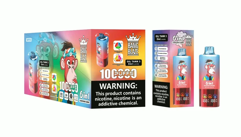 Bang Blaze 100K Puffar (100000 puffar) Watermelon Ice & Strawberry Mamba & Strawberry Watermelon 3-i-1 uppladdningsbar engångsvape 850mAh triple mesh coil LED screen