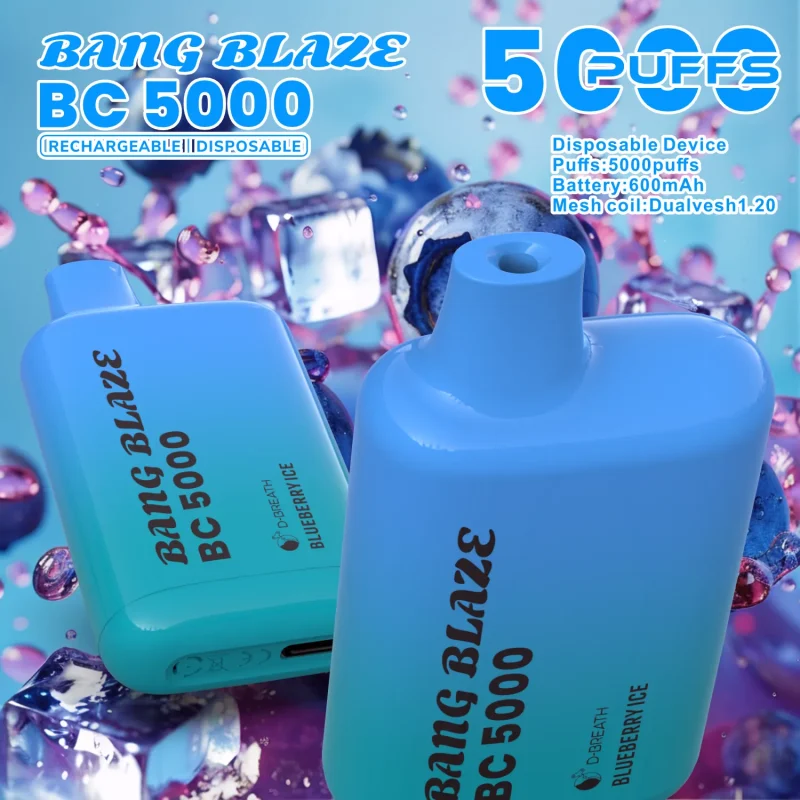 Bang Blaze BC5000 5000 Puffar (5000 puffar) Blueberry Ice uppladdningsbar engångsvape 16ml
