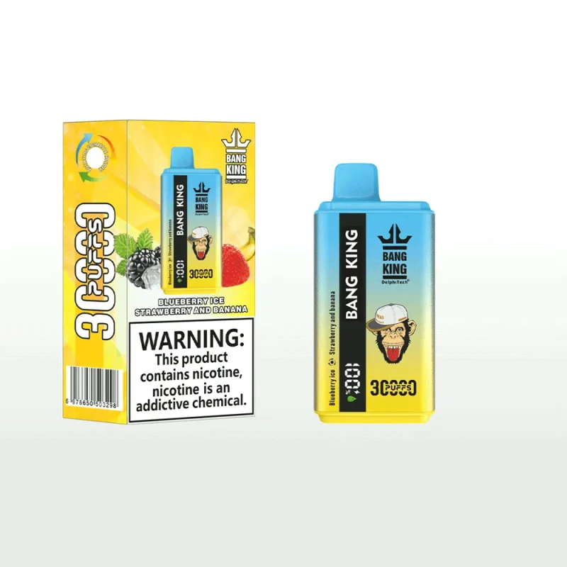 Bang King 30000 30K Puffar (30000 puffar) Blueberry Ice & Strawberry Banana 2-i-1 uppladdningsbar engångsvape 550mAh LCD digital display 36ml dual pod 1.0Ω mesh coil EU lager
