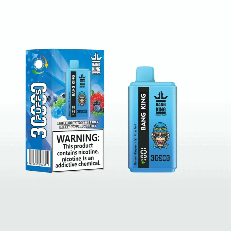Bang King 30000 30K Puffar (30000 puffar) Blueberry Raspberry & Mixed Mouldy Fruit 2-i-1 uppladdningsbar engångsvape 550mAh LCD digital display 36ml dual pod 1.0Ω mesh coil EU lager