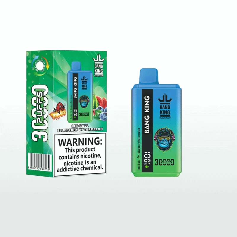 Bang King 30000 30K Puffar (30000 puffar) Red Bull & Blueberry Watermelon 2-i-1 uppladdningsbar engångsvape 550mAh LCD digital display 36ml dual pod 1.0Ω mesh coil EU lager