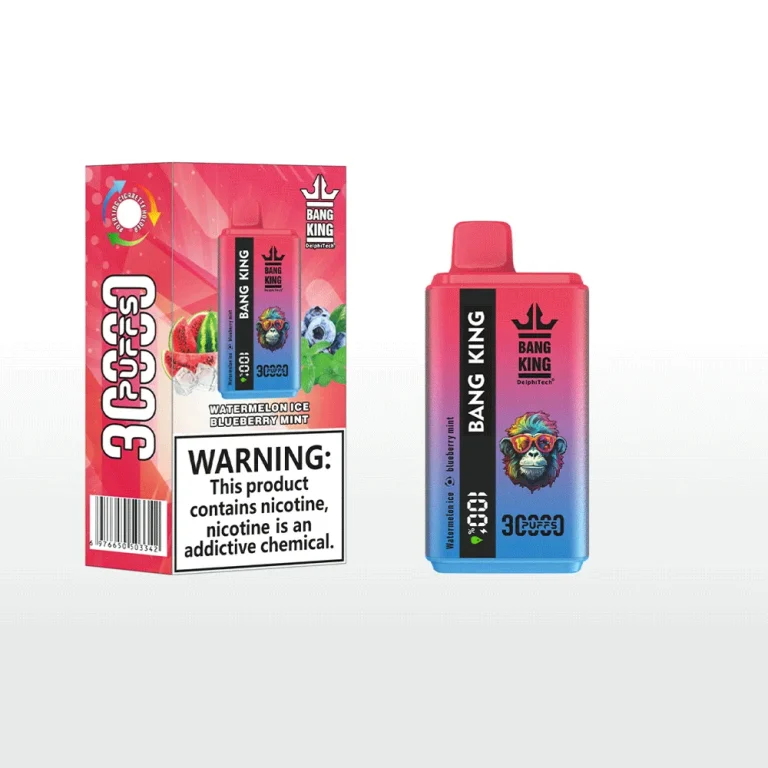 Bang King 30000 30K Puffar (30000 puffar) Watermelon Ice & Blueberry Mint 2-i-1 uppladdningsbar engångsvape 550mAh LCD digital display 36ml dual pod 1.0Ω mesh coil EU lager