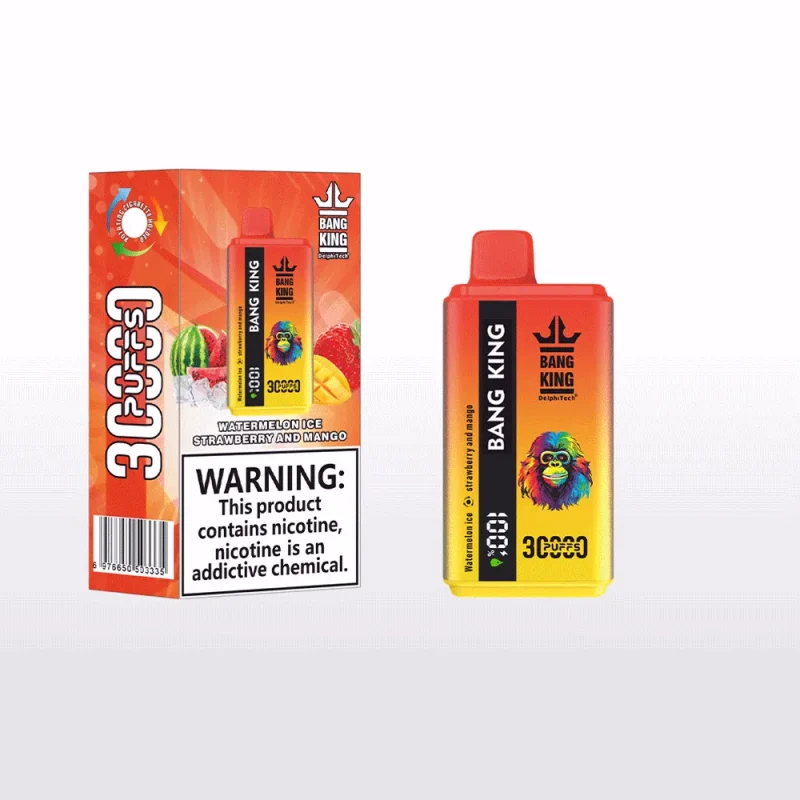 Bang King 30000 30K Puffar (30000 puffar) Watermelon Ice & Strawberry Mango 2-i-1 uppladdningsbar engångsvape 550mAh LCD digital display 36ml dual pod 1.0Ω mesh coil EU lager