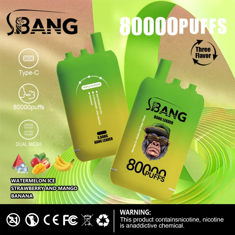 Bang Leader 80000 80K Puff (80000 puff) Watermelon Ice + Strawberry Mango + Banana 3-in-1 svapo usa e getta ricaricabile 850mAh 78ml 3 pod 1.0Ω mesh coil magazzino UE