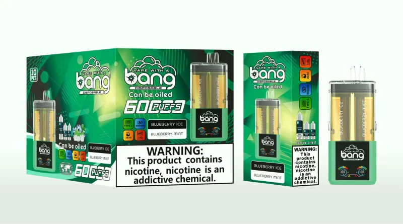 Bang Vape 60K Puffar (60000 puffar) Blueberry Ice & Mint 2-in-1 uppladdningsbar engångsvape 36ml