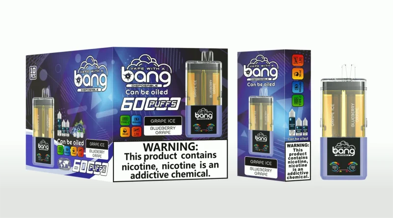 Bang Vape 60K Puffar (60000 puffar) Grape Ice & Blueberry 2-in-1 uppladdningsbar engångsvape 36ml