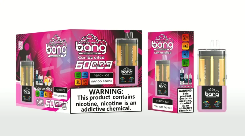 Bang Vape 60K Puffar (60000 puffar) Peach Ice & Mango 2-in-1 uppladdningsbar engångsvape 36ml
