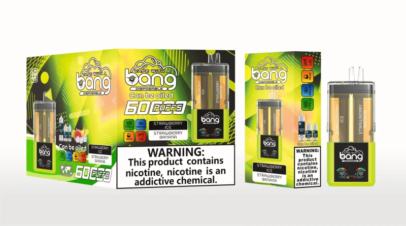 Bang Vape 60K Puffar (60000 puffar) Strawberry Ice & Banana 2-in-1 uppladdningsbar engångsvape 36ml