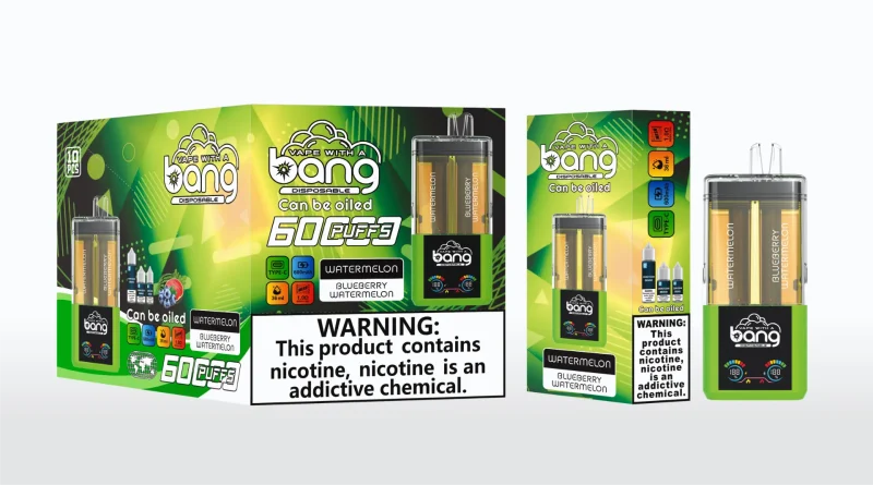 Bang Vape 60K Puffar (60000 puffar) Watermelon & Blueberry 2-in-1 uppladdningsbar engångsvape 36ml