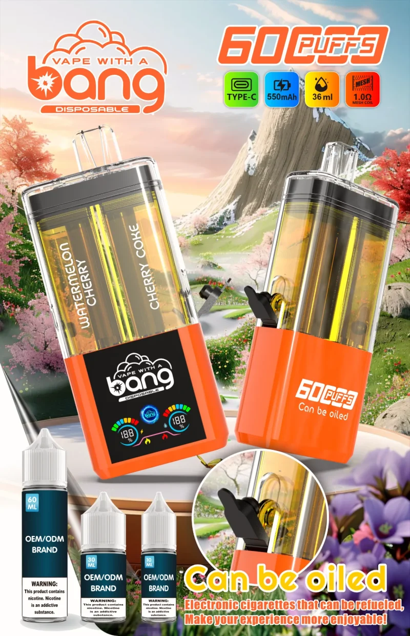 Bang Vape 60K Puffar (60000 puffar) Watermelon Cherry & Cherry Coke 2-in-1 uppladdningsbar engångsvape 36ml