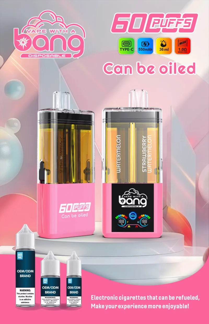 Bang Vape 60K Puffar (60000 puffar) Watermelon & Strawberry 2-in-1 uppladdningsbar engångsvape 36ml
