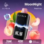 Elfbar MoonNight 40000 Puffar (40000 puffar) Peach Ice 5% nikotin 3-level power adjustable dual mesh uppladdningsbar engångsvape 850mAh 50ml Type-C EU lager