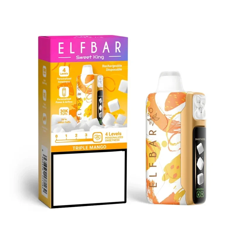 Elfbar Sweet King 30000 Puffar vape Triple Mango 5% nikotin billig vape Sverige triple mesh airflow control uppladdningsbar engångsvape 850mAh 30ml Type-C EU lager