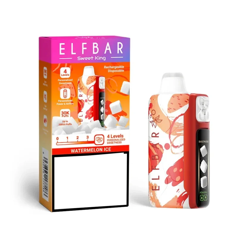 Elfbar Sweet King 30000 Puffar vape Watermelon Ice 5% nikotin billig vape Sverige triple mesh airflow control uppladdningsbar engångsvape 850mAh 30ml Type-C EU lager