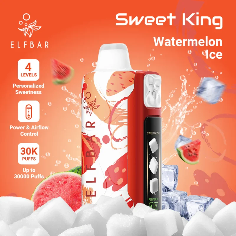 Elfbar Sweet King 30000 Puffar vape Watermelon Ice 5% nikotin billig vape Sverige triple mesh airflow control uppladdningsbar engångsvape 850mAh 30ml Type-C EU lager