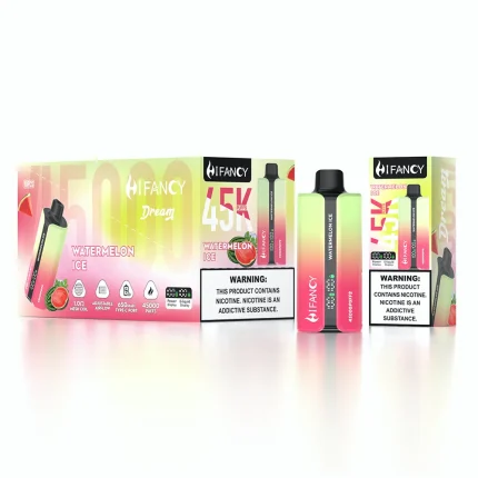Hifancy Dream 45000 Puffar (45000 puffar) Watermelon Ice 2% 3% eller 5% nikotin uppladdningsbar engångsvape 650mAh adjustable airflow dual mesh coil 35ml Type-C EU lager