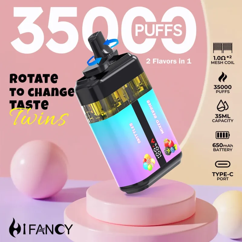 HIFANCY TWINS 35000 – 35K Puffar Vape Dual-Tank Oil-Core Separation - Bild 9