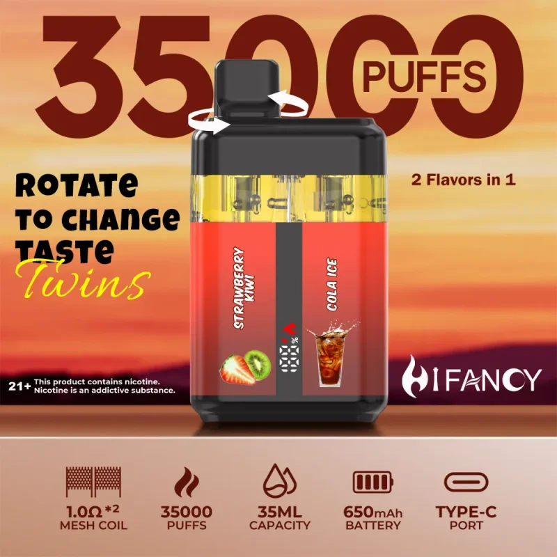 HIFANCY TWINS 35000 – 35K Puffar Vape Dual-Tank Oil-Core Separation - Bild 6