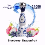 Humo AZUL 24000 Puffar (24000 puffar) Blueberry Dragonfruit 2% nikotin uppladdningsbar engångsvape 650mAh dual mesh 0.65Ω 20ml EU lager