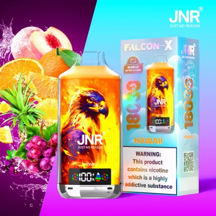 JNR Falcon-X 18000 Puffar (18000 puffar) Hawaii 2% eller 5% nikotin uppladdningsbar engångsvape 960mAh digital display adjustable airflow dual mesh coil 24ml EU lager