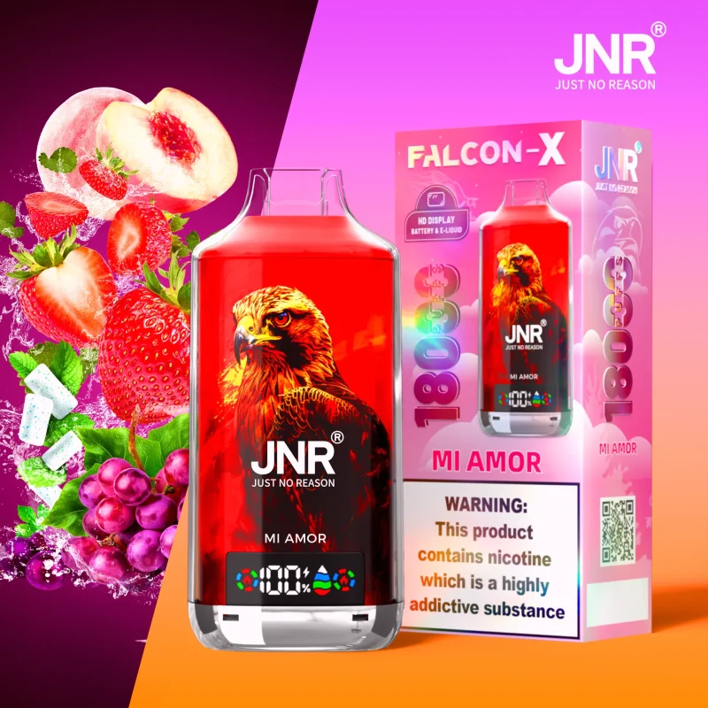 JNR Falcon-X 18000 Puffar (18000 puffar) Mi Amor 2% eller 5% nikotin uppladdningsbar engångsvape 960mAh digital display adjustable airflow dual mesh coil 24ml EU lager