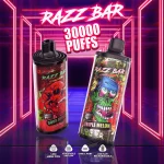 Razz Bar 60000 Puffar (60000 puffar) Lemon Peach Passion Fruit 2% eller 5% nikotin uppladdningsbar engångsvape 650mAh LED display 30ml 1.0Ω mesh coil EU lager