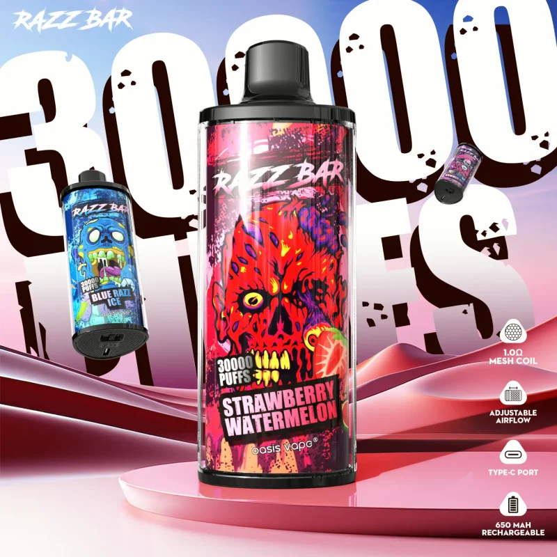 Razz Bar 60000 Puffar (60000 puffar) Lemon Lime 2% eller 5% nikotin uppladdningsbar engångsvape 650mAh LED display 30ml 1.0Ω mesh coil EU lager