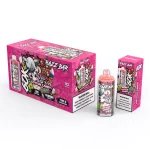 Razz Bar 60000 Puffar (60000 puffar) Cotton Candy 2% eller 5% nikotin uppladdningsbar engångsvape 650mAh LED display 30ml 1.0Ω mesh coil EU lager